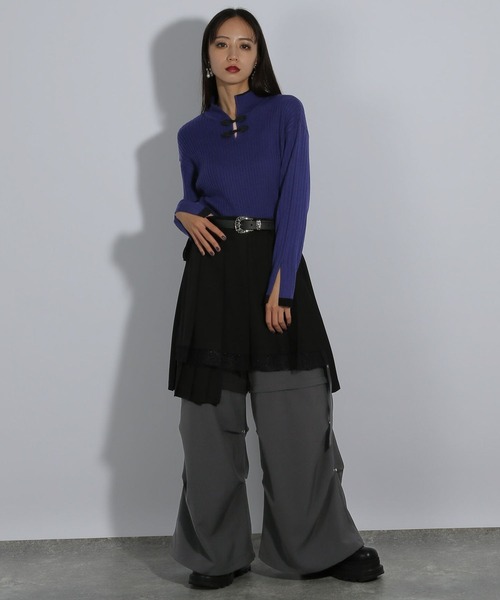 HARE（ハレ）の「チャイナハイショクタイトリブニット(HARE)（ニット/セーター・レディース・パープル/グレー/ブラック・FREE）」の10枚目の写真