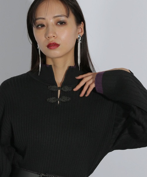 HARE（ハレ）の「チャイナハイショクタイトリブニット(HARE)（ニット/セーター・レディース・パープル/グレー/ブラック・FREE）」の11枚目の写真