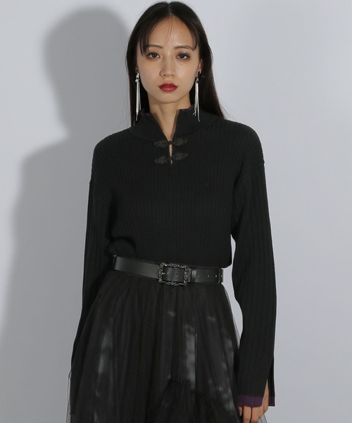 HARE（ハレ）の「チャイナハイショクタイトリブニット(HARE)（ニット/セーター・レディース・パープル/グレー/ブラック・FREE）」の13枚目の写真