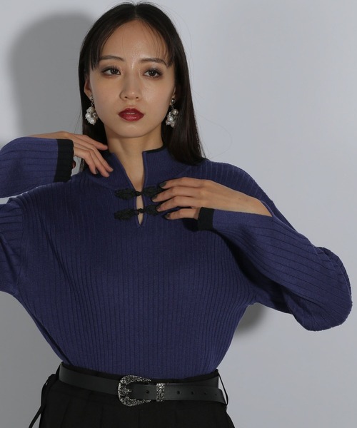 HARE（ハレ）の「チャイナハイショクタイトリブニット(HARE)（ニット/セーター・レディース・パープル/グレー/ブラック・FREE）」の17枚目の写真