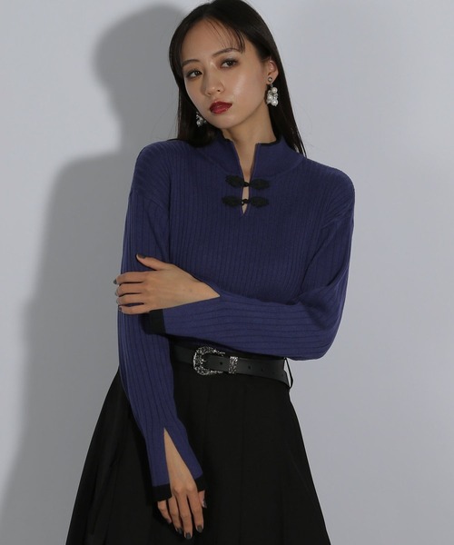 HARE（ハレ）の「チャイナハイショクタイトリブニット(HARE)（ニット/セーター・レディース・パープル/グレー/ブラック・FREE）」の19枚目の写真