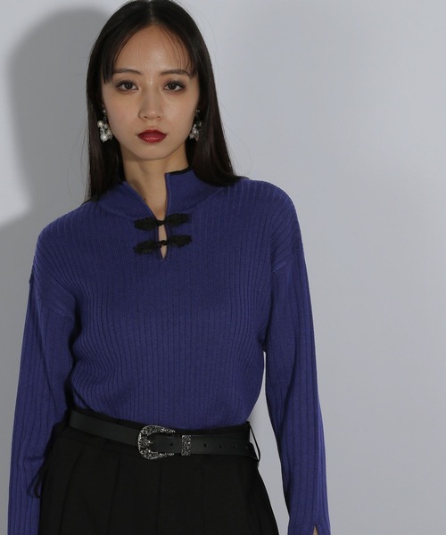 HARE（ハレ）の「チャイナハイショクタイトリブニット(HARE)（ニット/セーター・レディース・パープル/グレー/ブラック・FREE）」の20枚目の写真