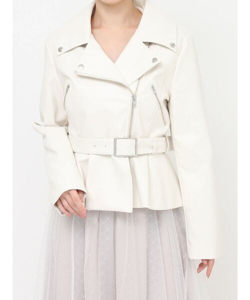 セール】ペプラムライダースジャケット（ライダースジャケット