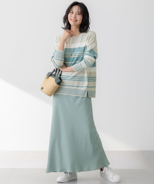 23区(ニジュウサンク)の「【洗える】コットンポリエステルストレッチ オーバーサイズ ニット(ニット/セーター・レディース・ネイビー系1/ライトグリーン系1/ブラック系1/ベージュ系/ライトグリーン系/レッド系・38)」の16枚目の写真