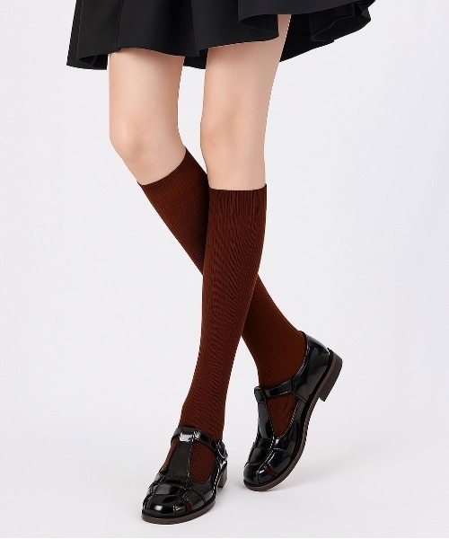 ammy.（エイミードット）の「【 ammy. / エイミードット 】 リブ ロングソックス（ソックス/靴下・レディース・ホワイト/レッド/ブラック/グレー/ダークブラウン・FREE）」の4枚目の写真