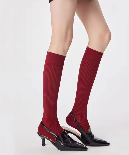 ammy.（エイミードット）の「【 ammy. / エイミードット 】 リブ ロングソックス（ソックス/靴下・レディース・ホワイト/レッド/ブラック/グレー/ダークブラウン・FREE）」の9枚目の写真