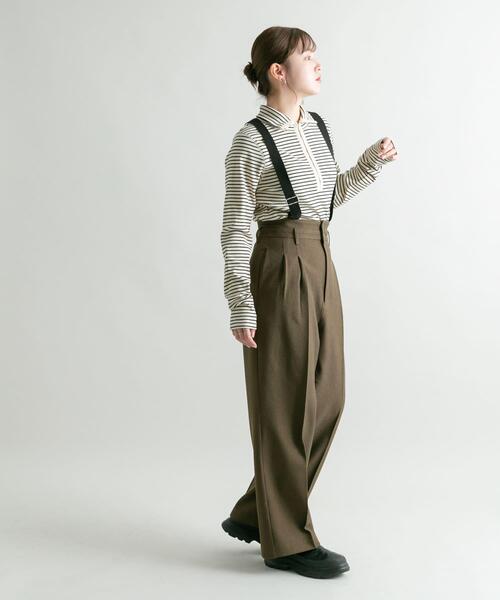 KBF（ケイビーエフ）の「ハイウエストサスペンダーパンツ（その他パンツ・レディース・チャコールグレー/ブラウン・36/38）」の9枚目の写真