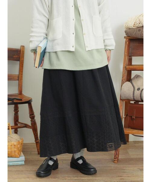 Samansa Mos2（サマンサ モスモス）の「裾パッチワークレーススカート（スカート・レディース・ブラック/モカ/オフホワイト・F）」の22枚目の写真