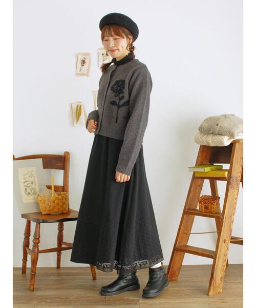 Samansa Mos2（サマンサ モスモス）の「裾パッチワークレーススカート