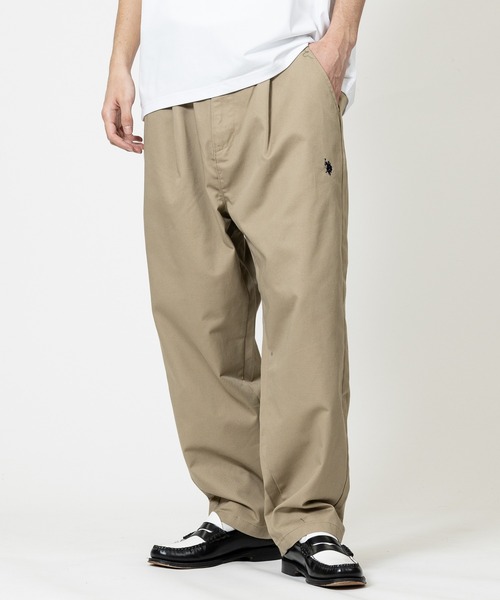 U.S. POLO ASSN.（ユーエスポロアッスン）の「【3】〔U.S.POLO ASSN.〕ワンタック ロゴ刺繍 デニム/ツイル ワイドパンツ（デニムパンツ・メンズ・ブルー/ブラック/サックスブルー/スミクロ/ベージュ/ワンウォッシュ/カーキ/オリーブ・MEDIUM/LARGE/X-LARGE）」の3枚目の写真