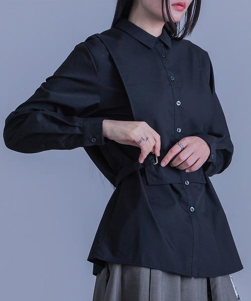 kOhAKU(コハク)の「『ブザムシャツ』(シャツ/ブラウス・レディース・オフホワイト/ブラック・2/1)」の3枚目の写真