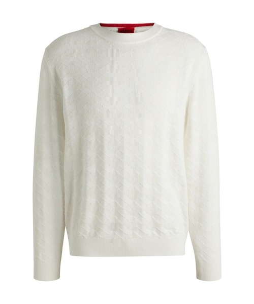 HUGO（ヒューゴ）の「コットンセーター トーナルアーガイルパターン（Tシャツ/カットソー・メンズ・ホワイト・XXL/XL/L/M/S）」の4枚目の写真