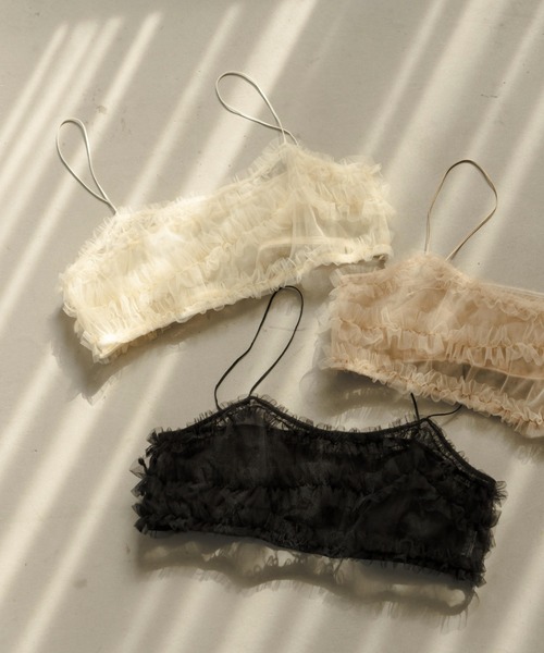 hinari（ヒナリ）の「チュールフリルビスチェ（その他トップス・レディース・アイボリー/ベージュ/ブラック・FREE）」の4枚目の写真