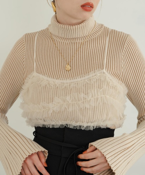 hinari（ヒナリ）の「チュールフリルビスチェ（その他トップス・レディース・アイボリー/ベージュ/ブラック・FREE）」の9枚目の写真