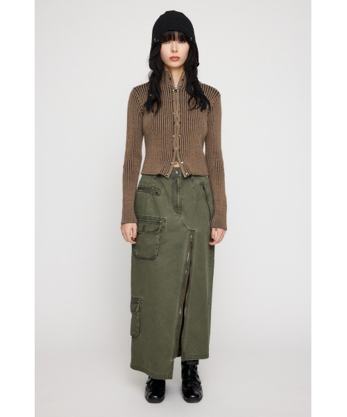 LAGUA GEM(ラグアジェム)の「STUDS ZIP KNIT トップス(ニット/セーター・レディース・ベージュ/グレー/カーキ・FREE)」の7枚目の写真