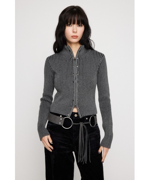 LAGUA GEM(ラグアジェム)の「STUDS ZIP KNIT トップス(ニット/セーター・レディース・ベージュ/グレー/カーキ・FREE)」の19枚目の写真