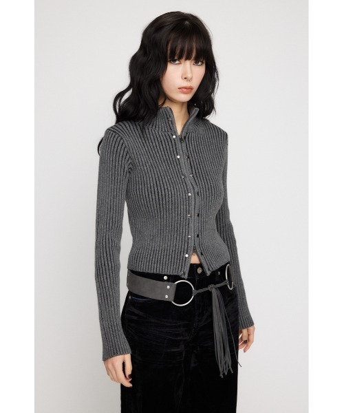 LAGUA GEM(ラグアジェム)の「STUDS ZIP KNIT トップス(ニット/セーター・レディース・ベージュ/グレー/カーキ・FREE)」の18枚目の写真