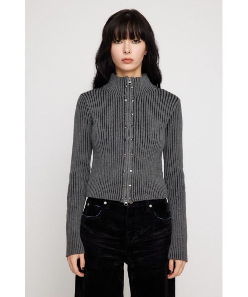 LAGUA GEM(ラグアジェム)の「STUDS ZIP KNIT トップス(ニット/セーター・レディース・ベージュ/グレー/カーキ・FREE)」の16枚目の写真