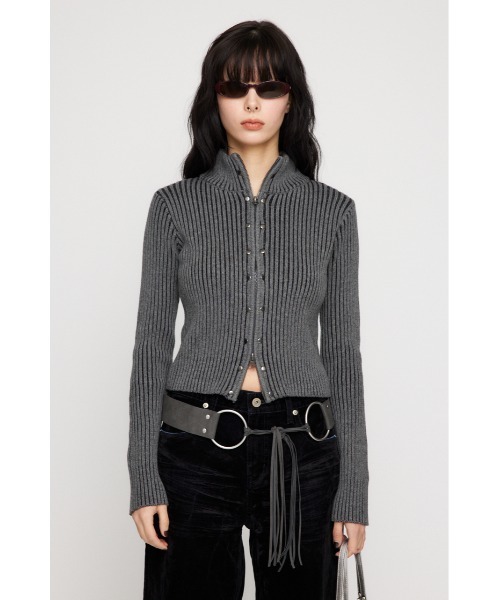 LAGUA GEM(ラグアジェム)の「STUDS ZIP KNIT トップス(ニット/セーター・レディース・ベージュ/グレー/カーキ・FREE)」の20枚目の写真