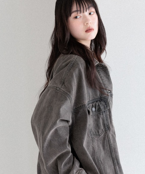 Heather（ヘザー）の「Denim Middle Jacket　320016（デニムジャケット・レディース・グレー/ブルー/ブラック/グレー系/ブラウン/ダークグレー・FREE）」の21枚目の写真