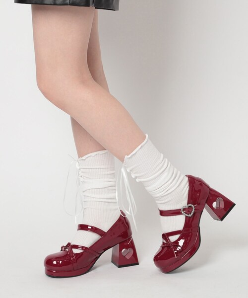 cs T&P（シーエスティーアンドピー）の「厚底ハートヒールストラップパンプス（パンプス・レディース・ブルー系1/アイボリー系1/グレー系1/ブラック系1/レッド系3・S/M/L/LL）」の5枚目の写真