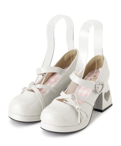 cs T&P（シーエスティーアンドピー）の「厚底ハートヒールストラップパンプス（パンプス・レディース・ブルー系1/アイボリー系1/グレー系1/ブラック系1/レッド系3・S/M/L/LL）」の6枚目の写真