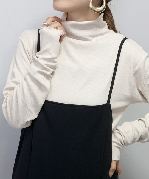 Aletta vita(アレッタビータ)の「細リブストレッチメロータートルプルオーバー(Tシャツ/カットソー・レディース・杢グレー/ブラック/オリーブ/ダークブラウン・FREE)」の10枚目の写真