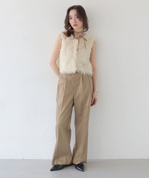 CLEIO（クレイオ）の「【CLEIO】フェザーフリンジベスト FEATHER FRINGE VEST/980-13602（Tシャツ/カットソー・レディース・アイボリー/ブラック・FREE）」の13枚目の写真