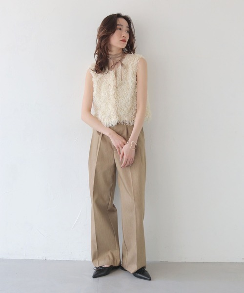 CLEIO（クレイオ）の「【CLEIO】フェザーフリンジベスト FEATHER FRINGE VEST/980-13602（Tシャツ/カットソー・レディース・アイボリー/ブラック・FREE）」の14枚目の写真