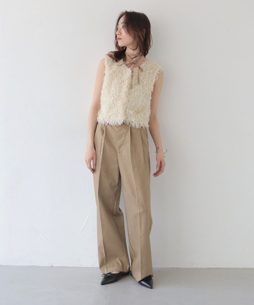 CLEIO（クレイオ）の「【CLEIO】フェザーフリンジベスト FEATHER FRINGE VEST/980-13602（Tシャツ/カットソー・レディース・アイボリー/ブラック・FREE）」の15枚目の写真