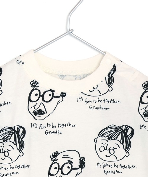 MAKE YOUR DAY（メイクユアデイ）の「じいちゃんばあちゃん総柄半袖ロンパス（ロンパース・キッズ・ミント/オフホワイト・70/80）」の7枚目の写真