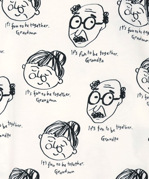 MAKE YOUR DAY（メイクユアデイ）の「じいちゃんばあちゃん総柄半袖ロンパス（ロンパース・キッズ・ミント/オフホワイト・70/80）」の11枚目の写真