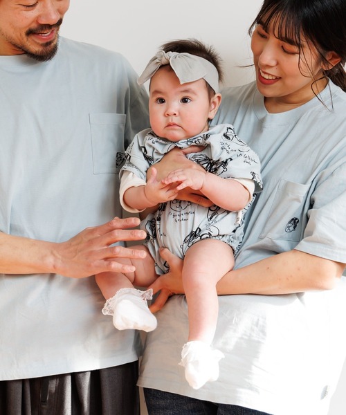 MAKE YOUR DAY（メイクユアデイ）の「じいちゃんばあちゃん総柄半袖ロンパス（ロンパース・キッズ・ミント/オフホワイト・70/80）」の14枚目の写真