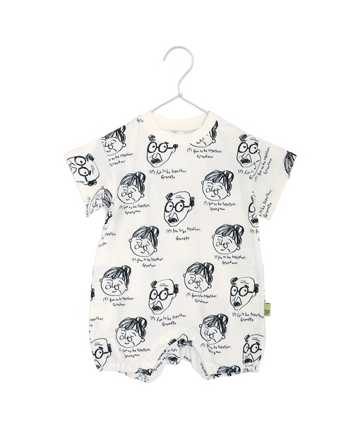 MAKE YOUR DAY（メイクユアデイ）の「じいちゃんばあちゃん総柄半袖ロンパス（ロンパース・キッズ・ミント/オフホワイト・70/80）」の18枚目の写真