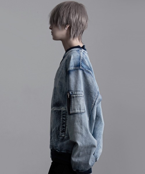 SILVER BULLET(シルバーバレット)の「『CavariA/キャバリア』カットデニムMA-1(MA-1・メンズ・ブルー/ブラック・L/M)」の11枚目の写真