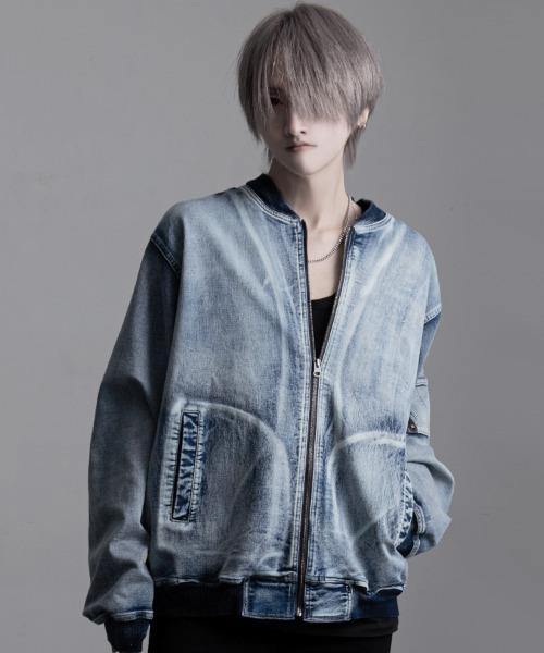 SILVER BULLET(シルバーバレット)の「『CavariA/キャバリア』カットデニムMA-1(MA-1・メンズ・ブルー/ブラック・L/M)」の9枚目の写真
