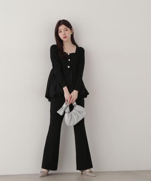 PROPORTION BODY DRESSING(プロポーションボディドレッシング)の「ニットフレアーパンツ / 1215130318(その他パンツ・レディース・ベージュ/ブラック・FREE)」の6枚目の写真