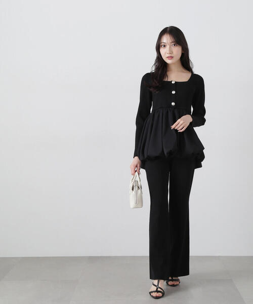 PROPORTION BODY DRESSING(プロポーションボディドレッシング)の「ニットフレアーパンツ / 1215130318(その他パンツ・レディース・ベージュ/ブラック・FREE)」の7枚目の写真