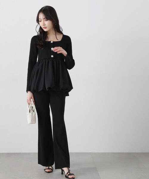 PROPORTION BODY DRESSING(プロポーションボディドレッシング)の「ニットフレアーパンツ / 1215130318(その他パンツ・レディース・ベージュ/ブラック・FREE)」の8枚目の写真