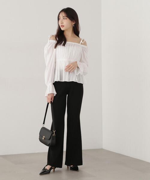 PROPORTION BODY DRESSING(プロポーションボディドレッシング)の「ニットフレアーパンツ / 1215130318(その他パンツ・レディース・ベージュ/ブラック・FREE)」の10枚目の写真