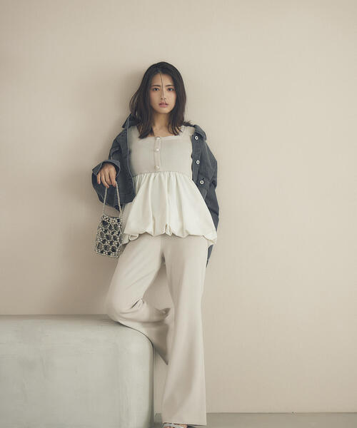 PROPORTION BODY DRESSING(プロポーションボディドレッシング)の「ニットフレアーパンツ / 1215130318(その他パンツ・レディース・ベージュ/ブラック・FREE)」の19枚目の写真