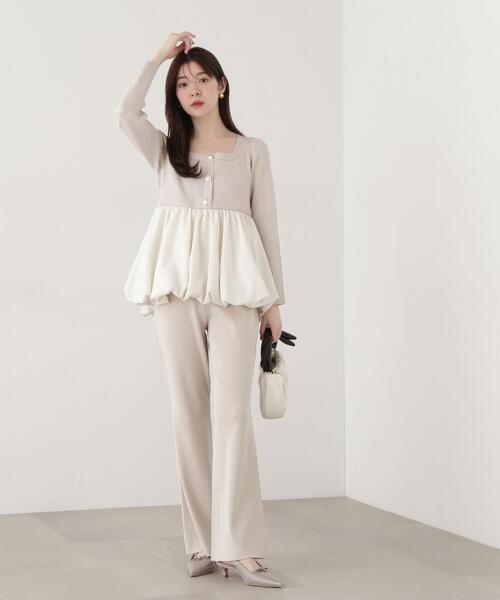 PROPORTION BODY DRESSING(プロポーションボディドレッシング)の「ニットフレアーパンツ / 1215130318(その他パンツ・レディース・ベージュ/ブラック・FREE)」の22枚目の写真