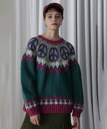 ROSE BUD | (HAVE A GRATEFUL DAY)ピースパターン ウール クルーネックニット(ニット/セーター)