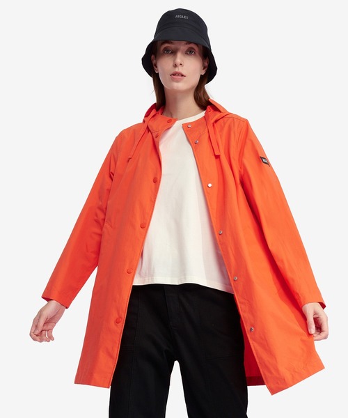 AIGLE（エーグル）の「UVカット オーガニックコットンロング丈 フーデッドジャケット（モッズコート・レディース・モスグリーン/ピンク/レッド/ベージュ・36/34/38/40）」の21枚目の写真