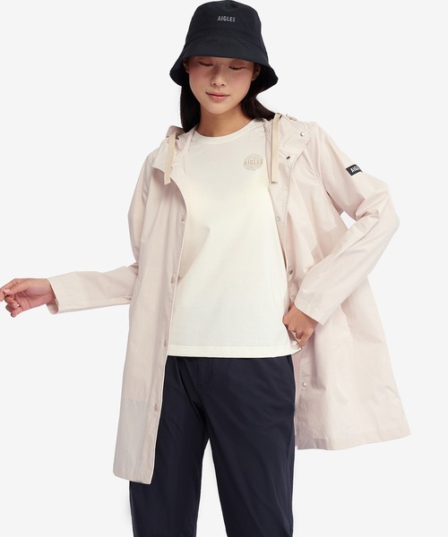 AIGLE（エーグル）の「UVカット オーガニックコットンロング丈 フーデッドジャケット（モッズコート・レディース・モスグリーン/ピンク/レッド/ベージュ・36/34/38/40）」の14枚目の写真