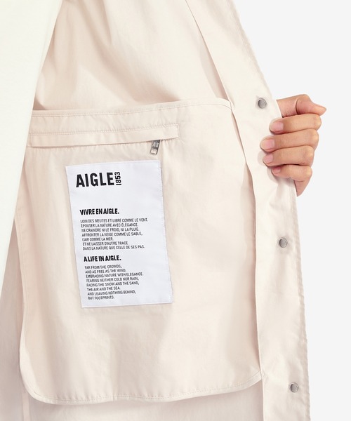 AIGLE（エーグル）の「UVカット オーガニックコットンロング丈 フーデッドジャケット（モッズコート・レディース・モスグリーン/ピンク/レッド/ベージュ・36/34/38/40）」の18枚目の写真