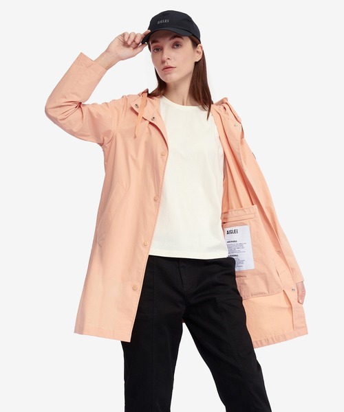 AIGLE（エーグル）の「UVカット オーガニックコットンロング丈 フーデッドジャケット（モッズコート・レディース・モスグリーン/ピンク/レッド/ベージュ・36/34/38/40）」の19枚目の写真