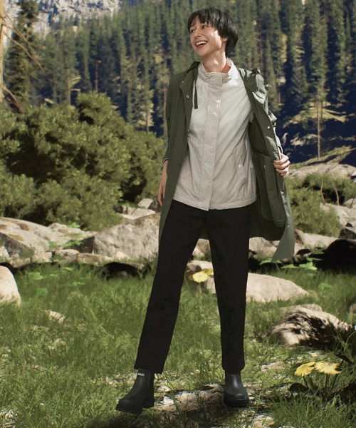 AIGLE（エーグル）の「UVカット オーガニックコットンロング丈 フーデッドジャケット（モッズコート・レディース・モスグリーン/ピンク/レッド/ベージュ・36/34/38/40）」の9枚目の写真