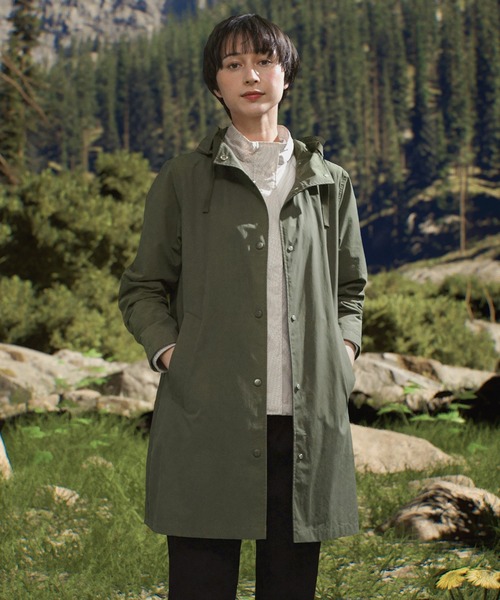 AIGLE（エーグル）の「UVカット オーガニックコットンロング丈 フーデッドジャケット（モッズコート・レディース・モスグリーン/ピンク/レッド/ベージュ・36/34/38/40）」の6枚目の写真