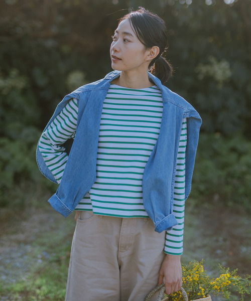 ORCIVAL(オーシバル)の「『別注』ORCIVAL×DOORS ボーダーロングスリーブTシャツ(Tシャツ/カットソー・レディース・ブルー系その他/パープル系その他/ピンク系その他/ホワイト系その他/グリーン系その他・ONE)」の8枚目の写真